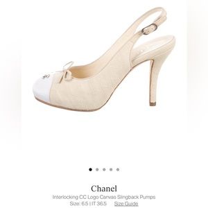 Chanel Interlocking CC Logo Canvas Slingback Pumps